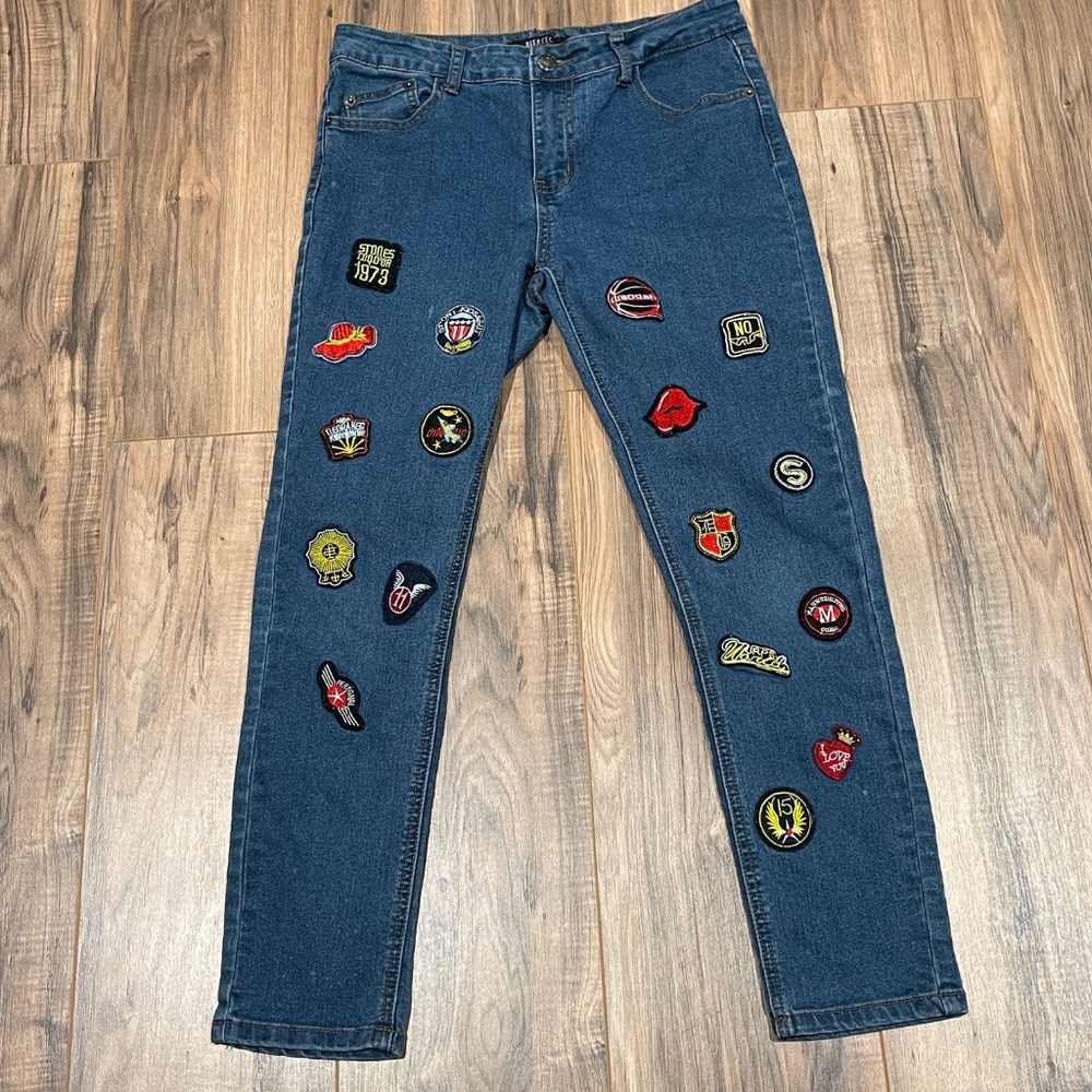 Bee & Ceci Patch embellished Jeans.  Size 7